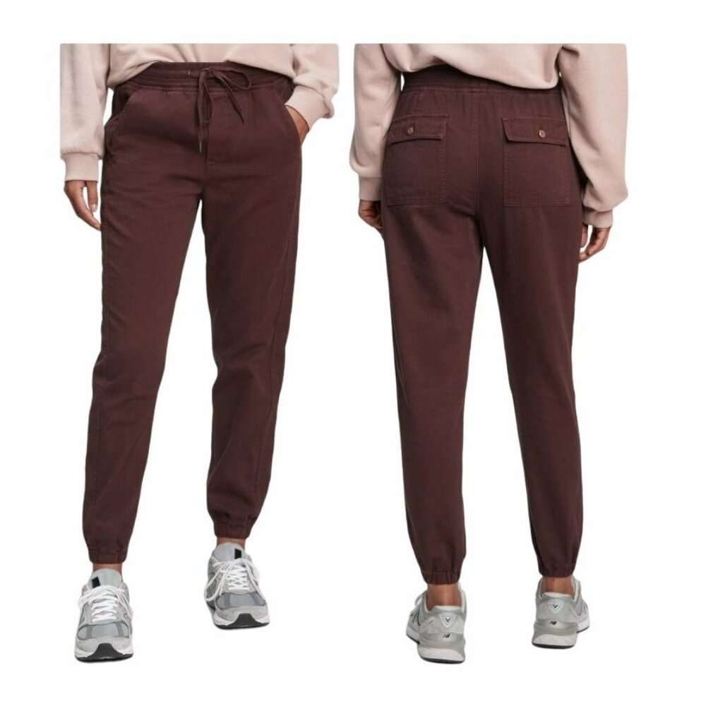❤️GAP Women's Sz S Washwell Cotton Jogger Pants Pull-On Ribbed Burgundy Soft New